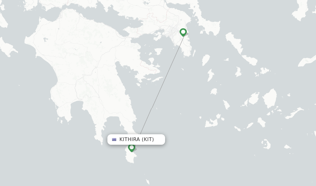 Route map with flights from Kithira with Sky Express