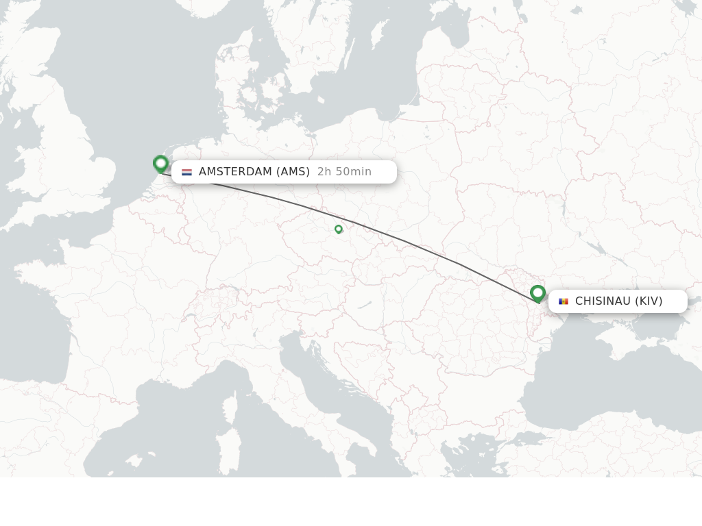 Flights from Chisinau to Amsterdam route map