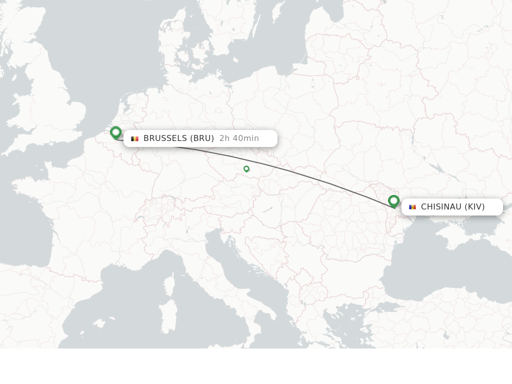 Flights from Chisinau to Brussels route map