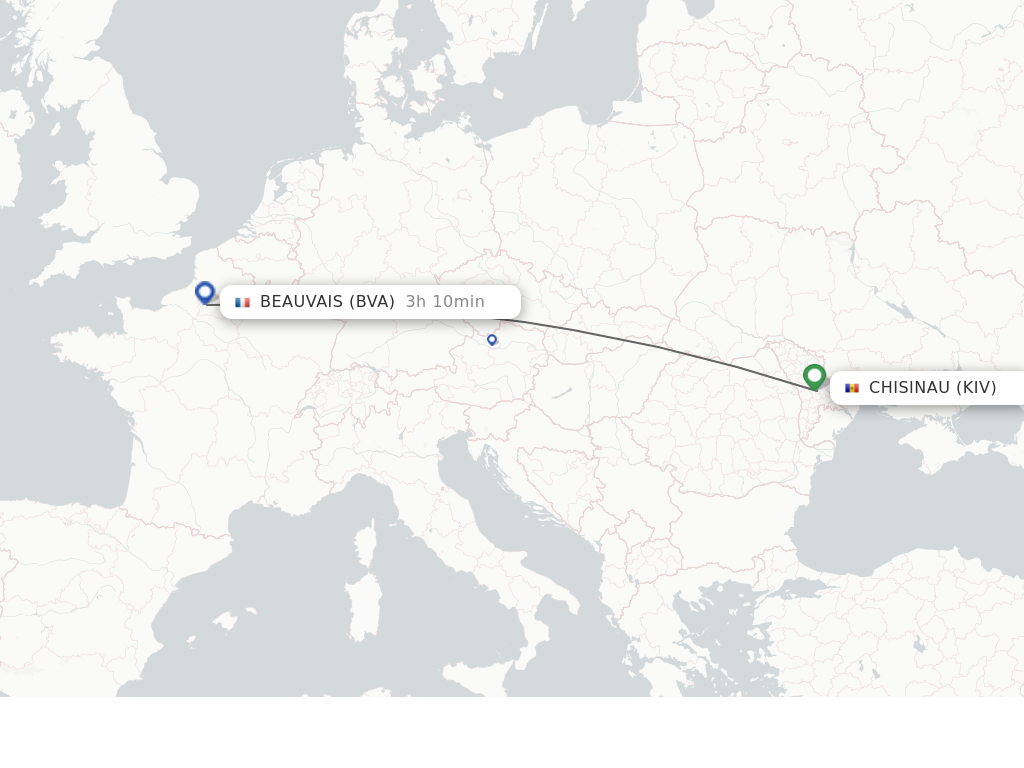 Flights from Chisinau to Paris route map
