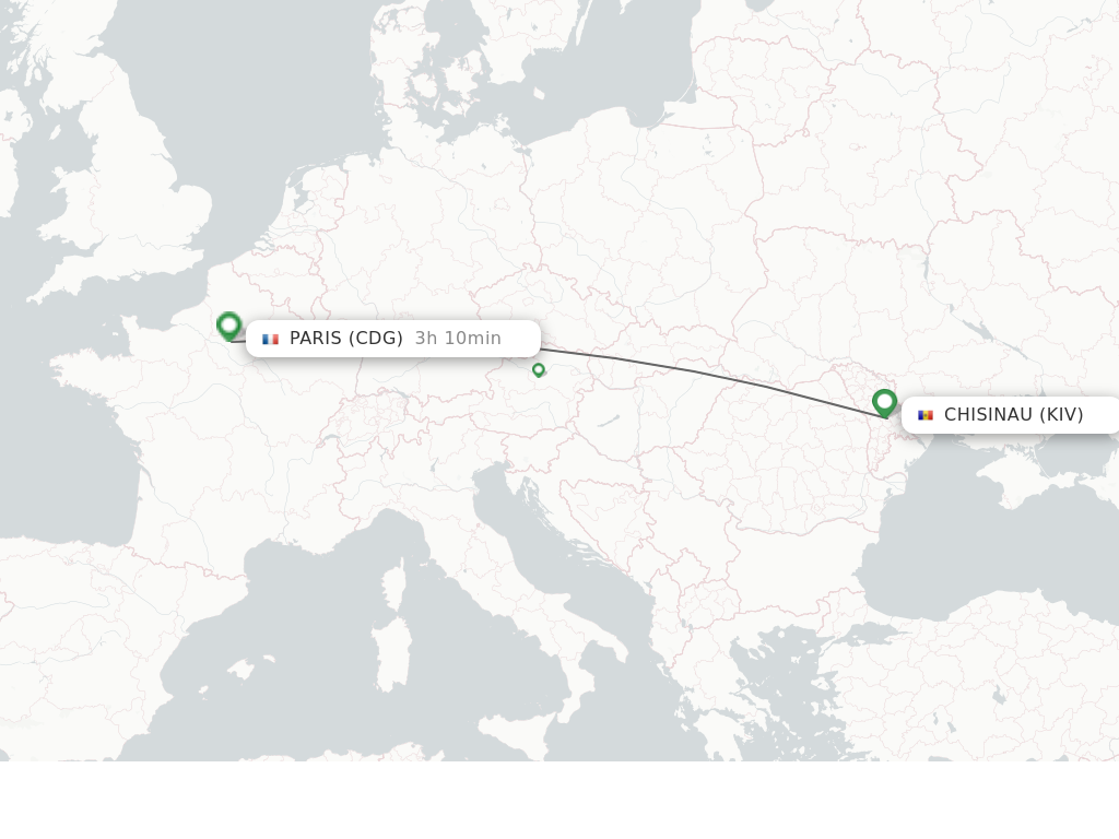Flights from Chisinau to Paris route map