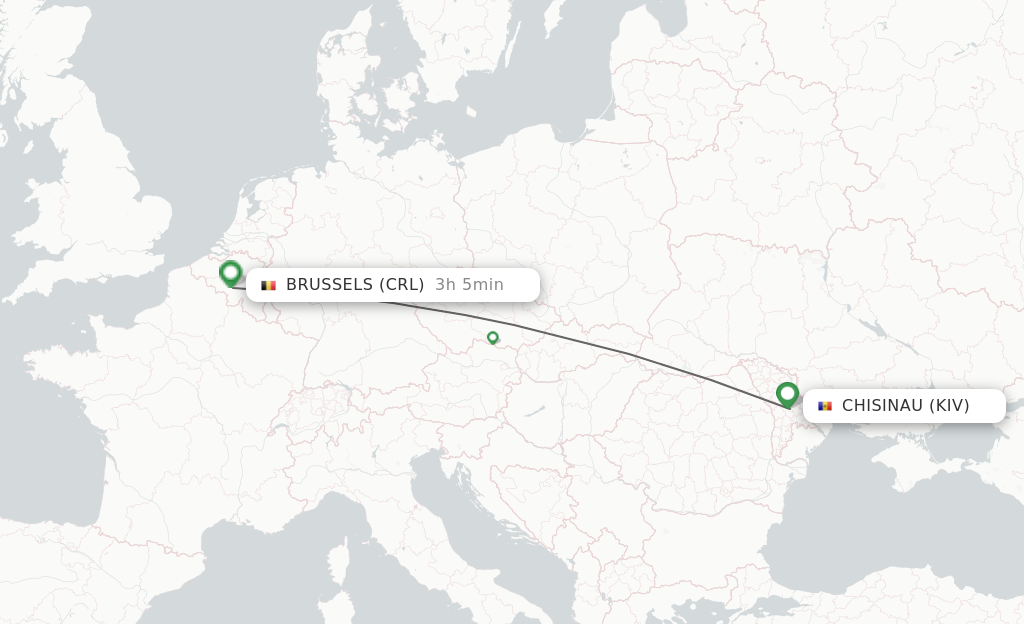 Flights from Chisinau to Brussels route map