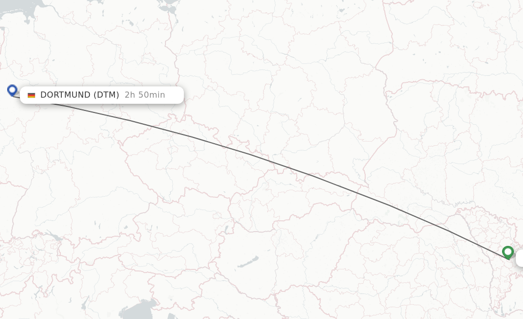 Flights from Chisinau to Dortmund route map