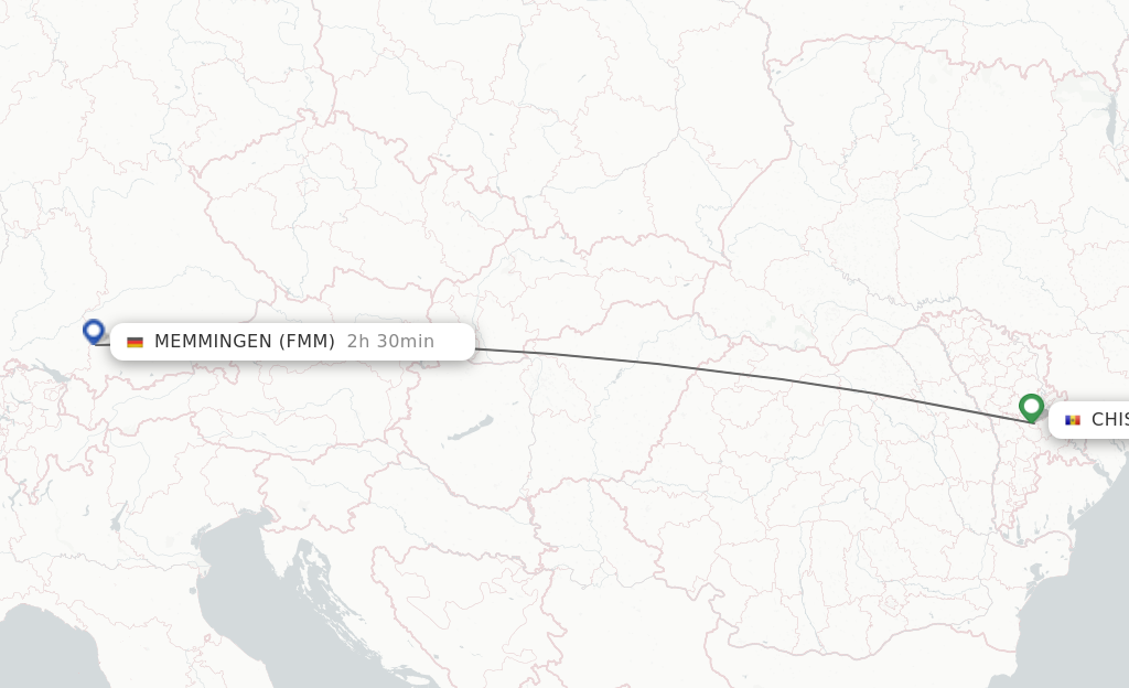 Flights from Chisinau to Memmingen route map