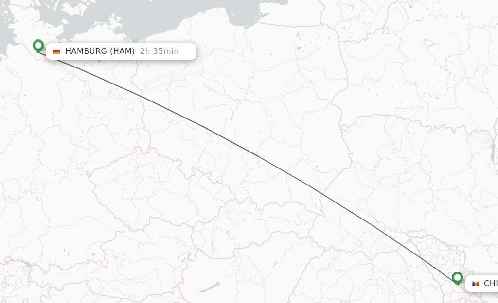 Flights from Chisinau to Hamburg route map