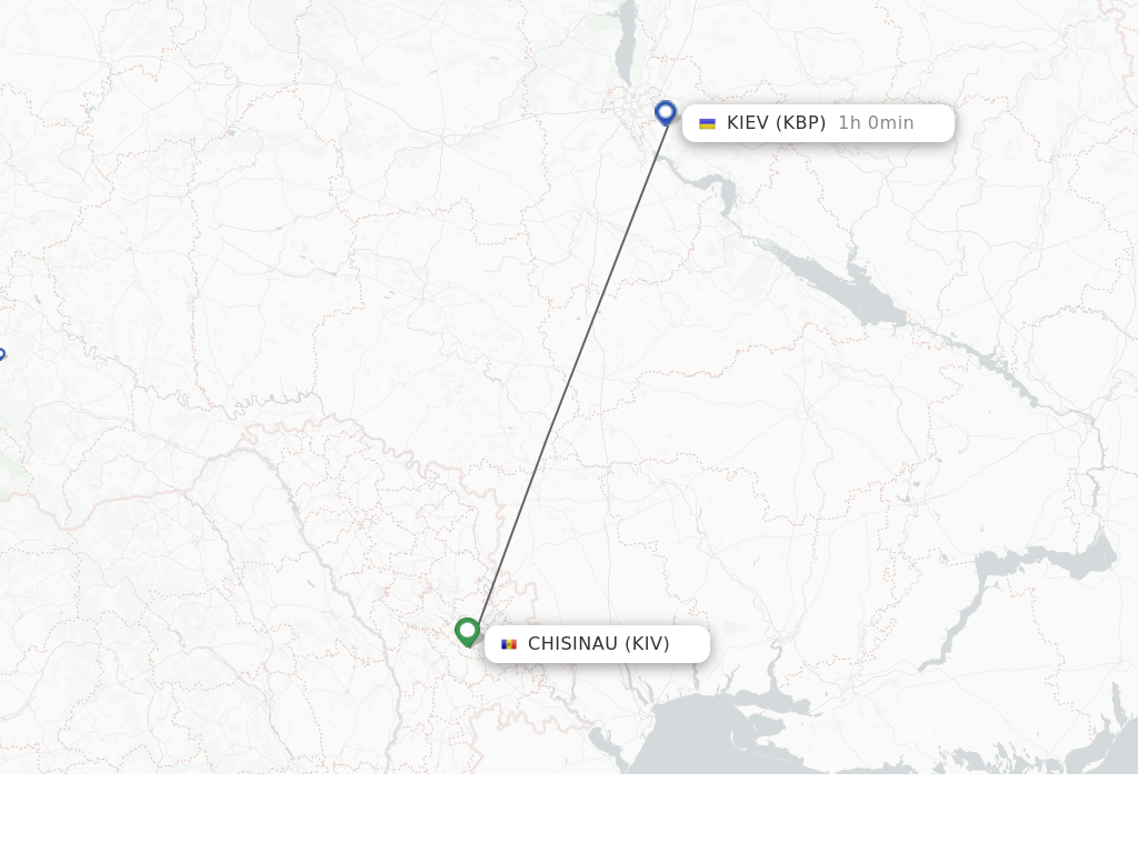 Flights from Chisinau to Kiev/Kyiv route map