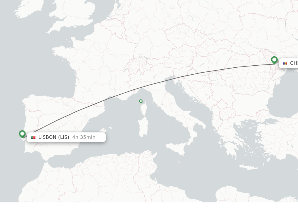 Flights from Chisinau to Lisbon route map