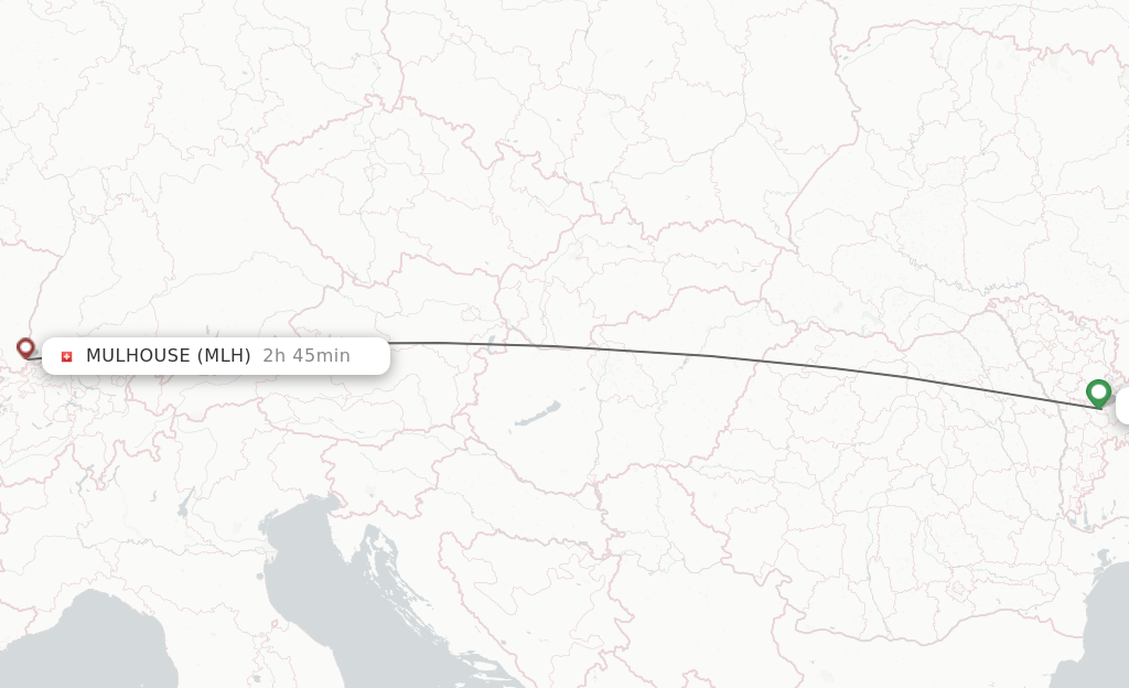 Flights from Chisinau to Mulhouse, France/Basel route map