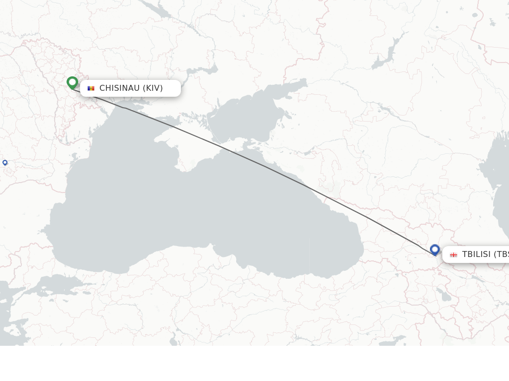 Flights from Chisinau to Tbilisi route map