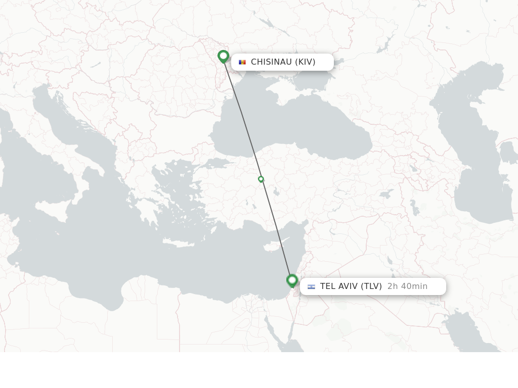 Flights from Chisinau to Tel Aviv-Yafo route map