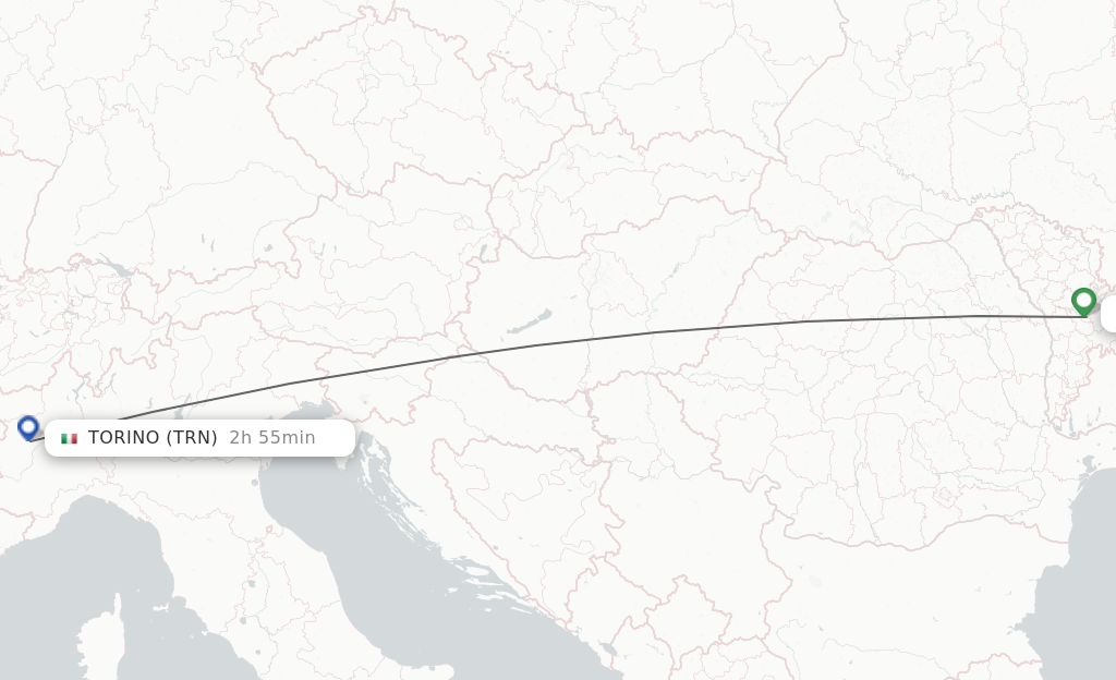Flights from Chisinau to Turin route map