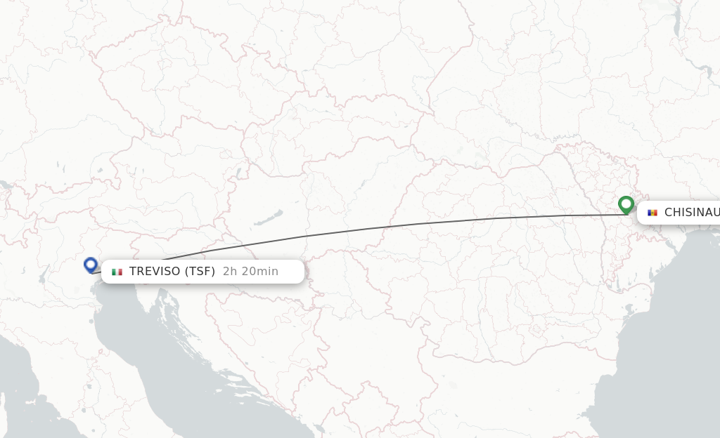 Flights from Chisinau to Venice route map