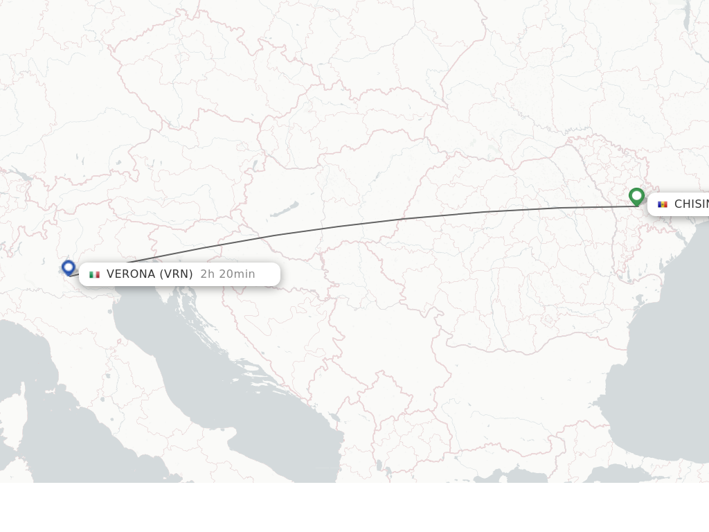 Flights from Chisinau to Verona route map