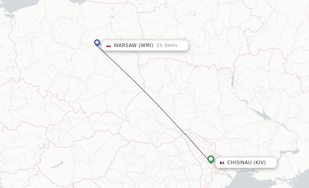 Flights from Chisinau to Modlin route map