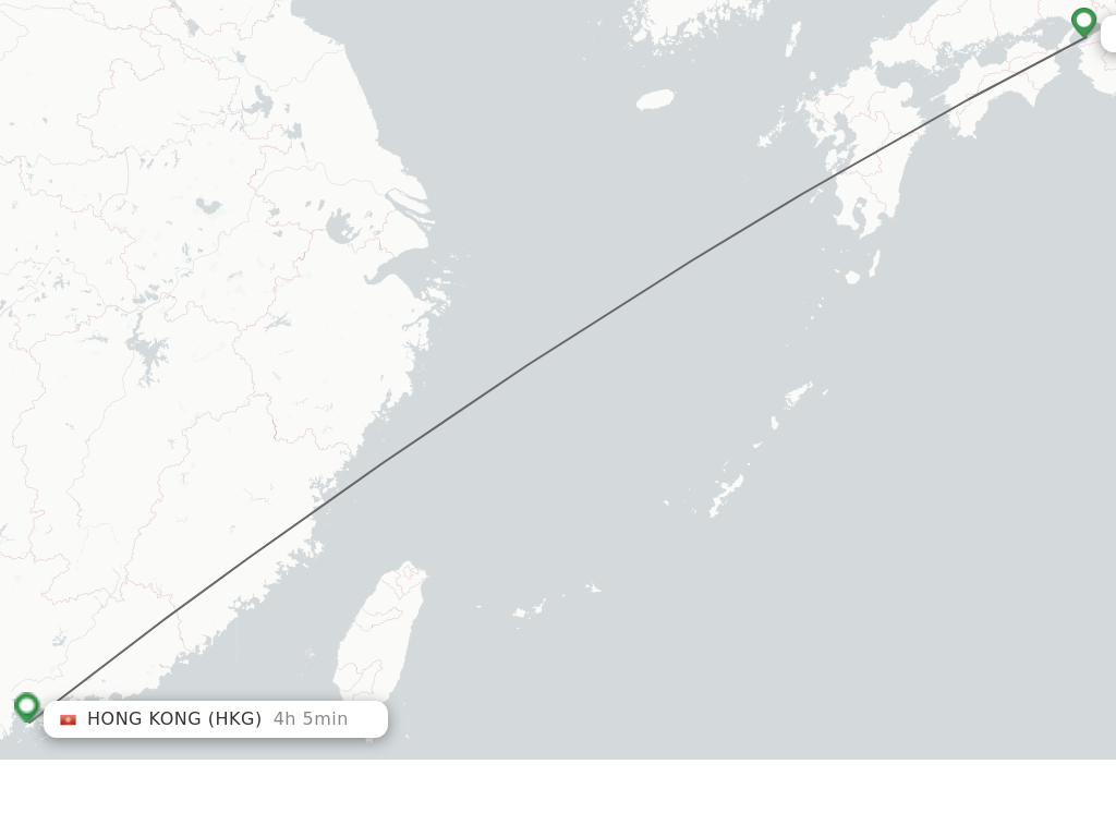 Flights from Osaka to Hong Kong route map