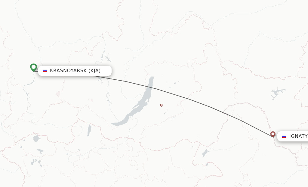 Flights from Krasnojarsk to Blagoveschensk route map