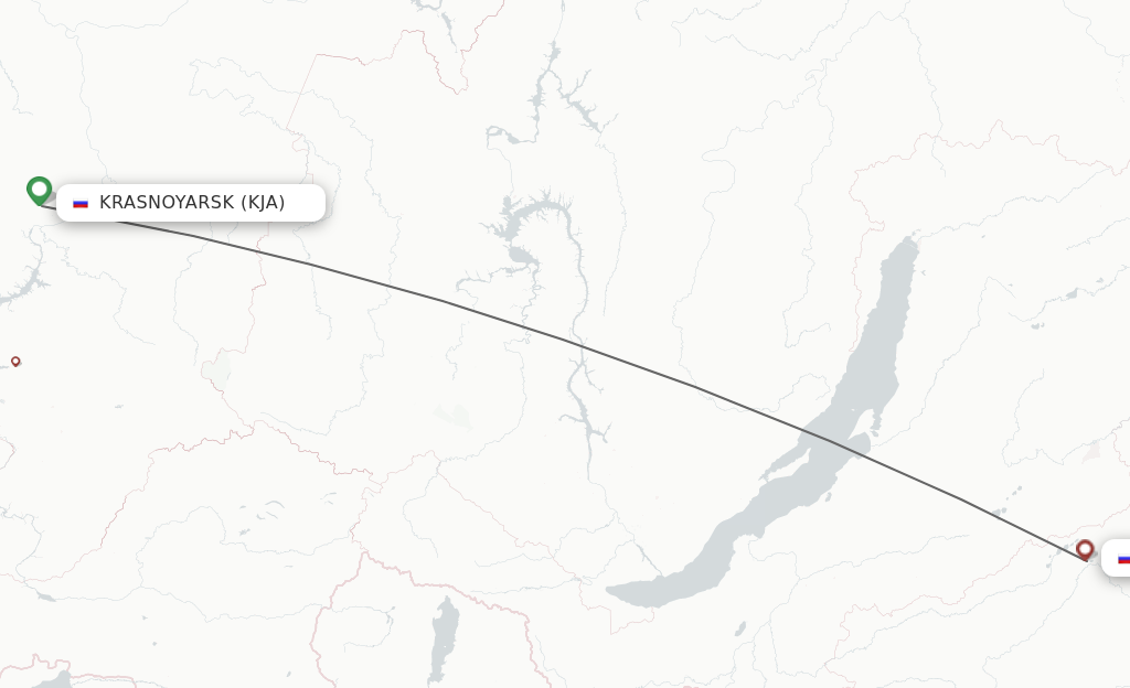 Flights from Krasnojarsk to Chita route map