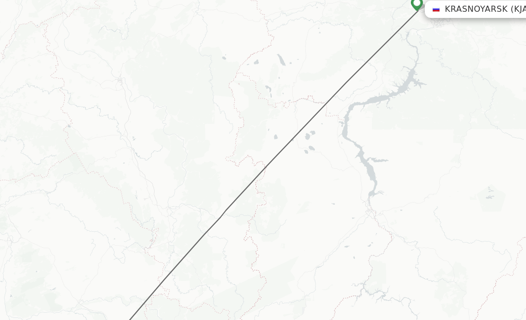 Flights from Krasnojarsk to Gorno-Altaysk route map