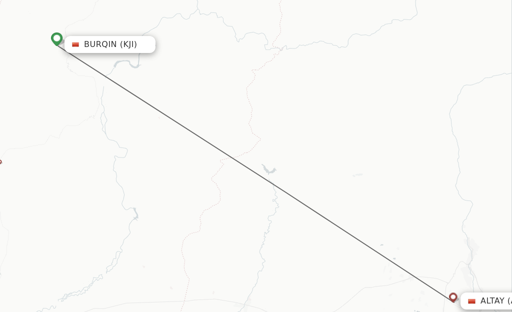 Flights from Buerjin to Altay route map