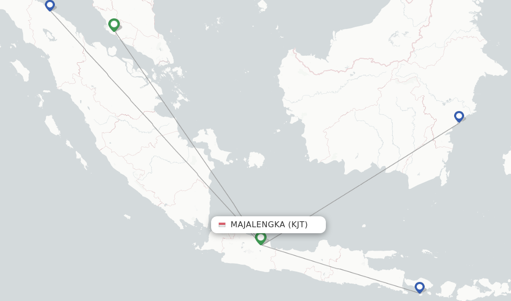 Flights from Majalengka to Ujung Pandang route map