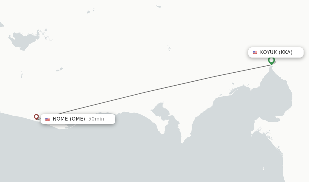 Flights from Koyuk to Nome route map