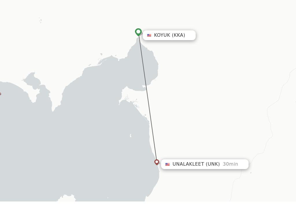 Flights from Unalakleet to Koyuk route map