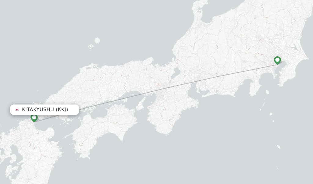 Route map with flights from Kitakyushu with StarFlyer
