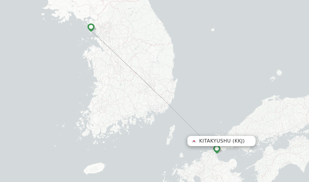 Route map with flights from Kitakyushu with Jin Air