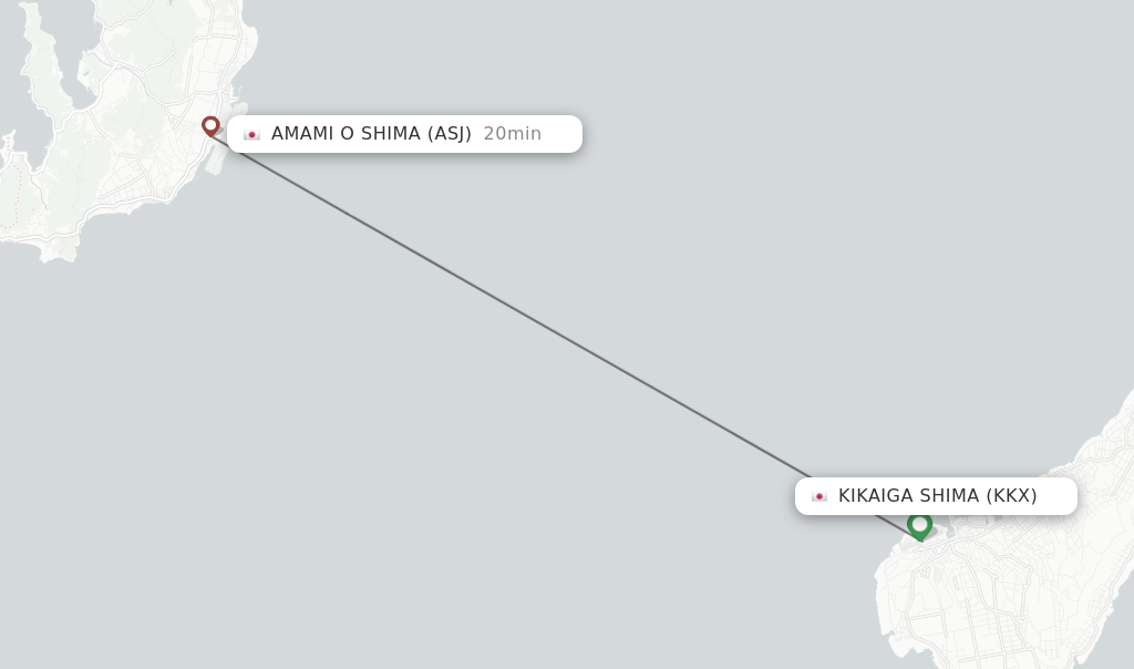 Flights from Kikaiga Shima to Amami O Shima route map