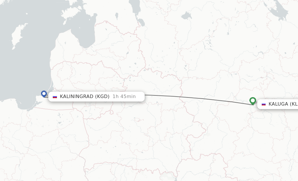 Flights from Kaluga to Kaliningrad route map