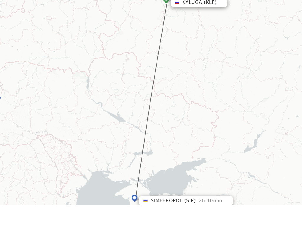 Flights from Kaluga to Simferopol route map
