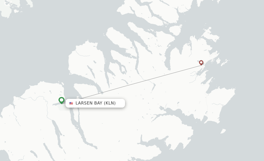 Route map with flights from Larsen Bay with Island Air Service