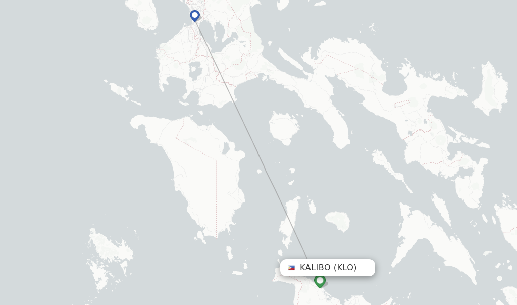 Route map with flights from Kalibo with Philippines AirAsia