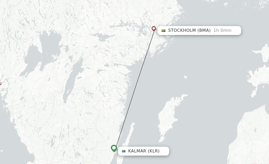 Flights from Kalmar to Stockholm route map