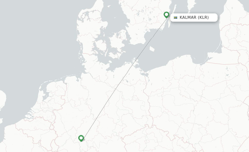 Route map with flights from Kalmar with Air Dolomiti