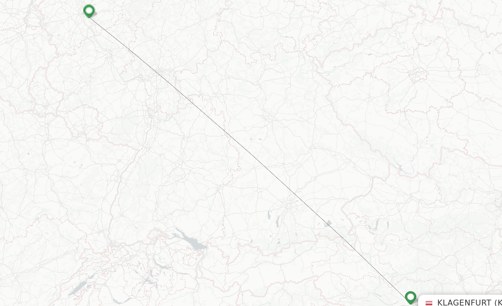 Route map with flights from Klagenfurt with Eurowings