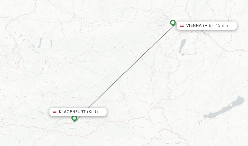 Flights from Klagenfurt to Vienna route map