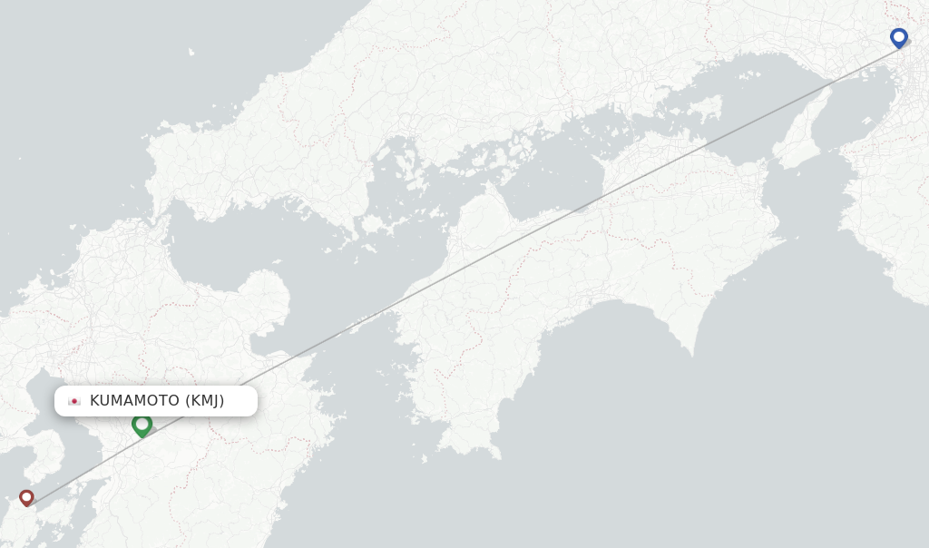 Route map with flights from Kumamoto with Amakusa Airline