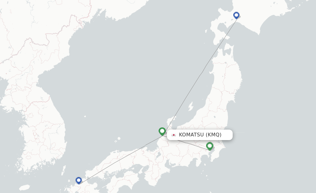 Route map with flights from Komatsu with ANA