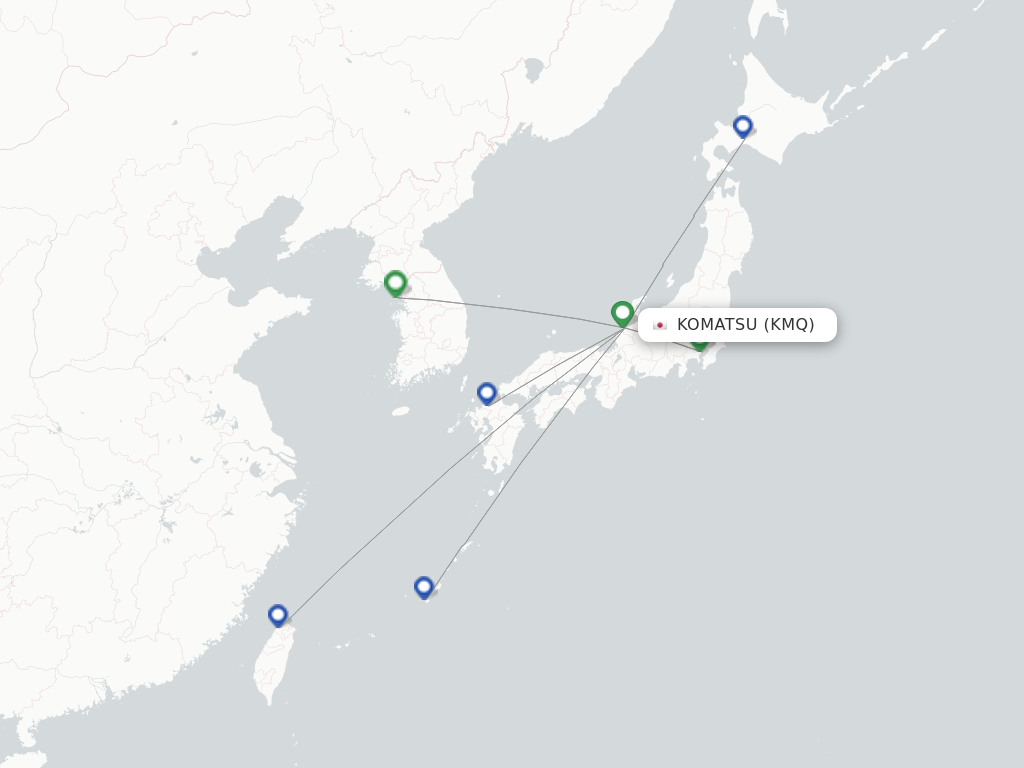 Flights from Komatsu to Shanghai route map