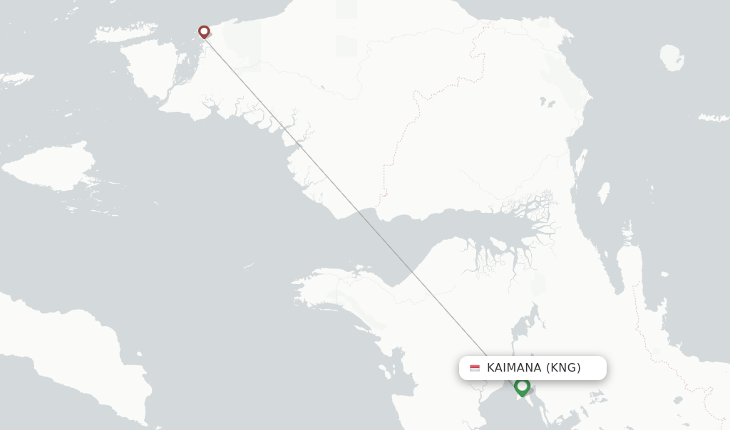 Flights from Kaimana to Nabire route map