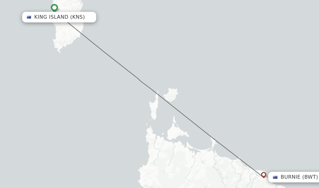 Flights from King Island to Burnie route map