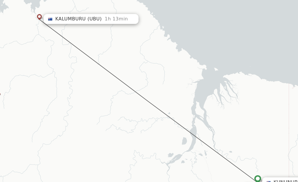 Flights from Kununurra to Kalumburu route map