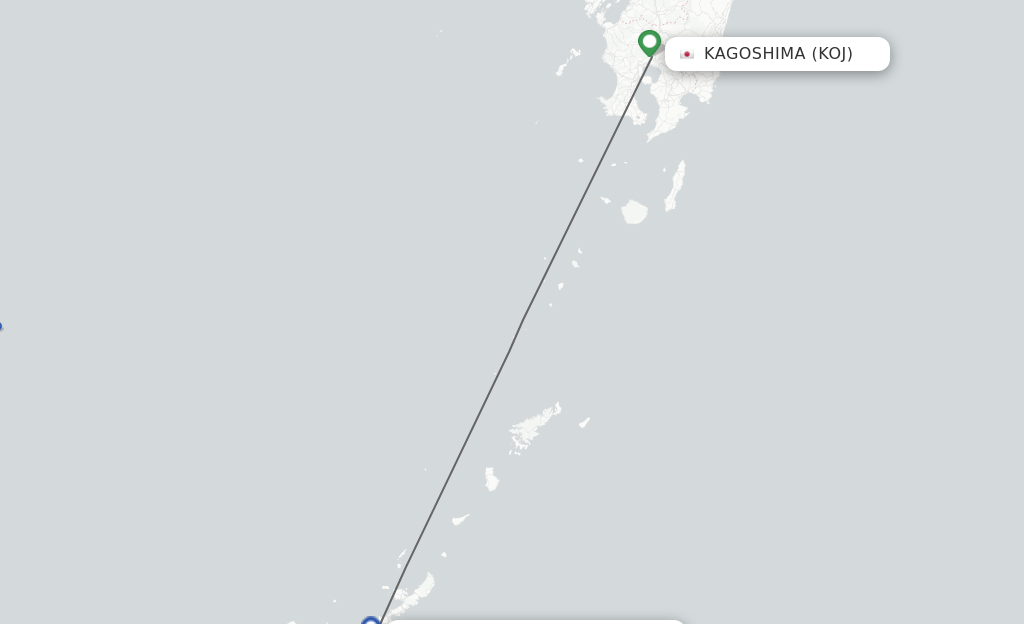Flights from Kagoshima to Okinawa route map