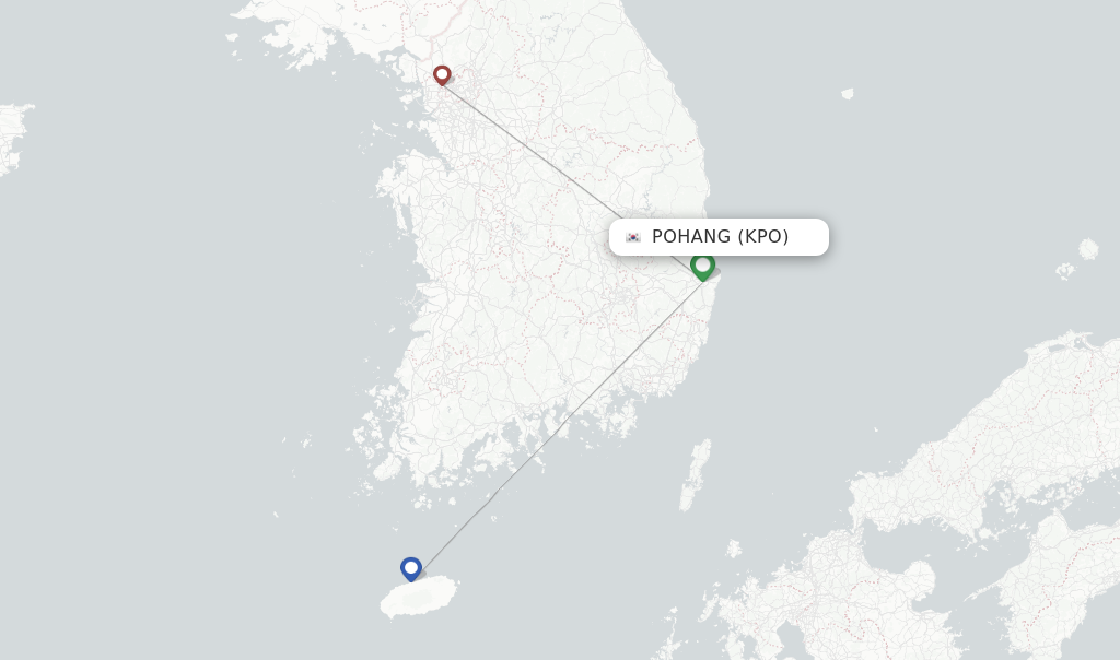 Route map with flights from Pohang with Jin Air