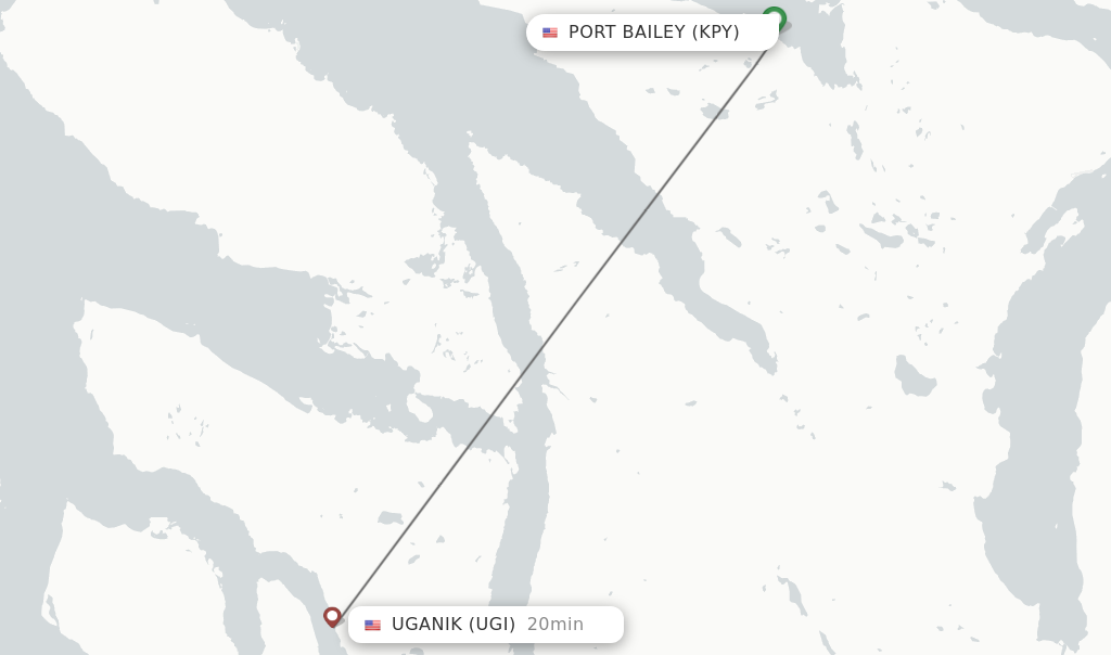 Flights from Port Bailey to Uganik route map