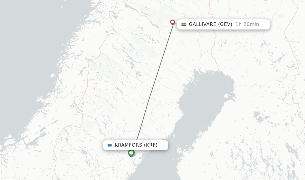 Flights from Kramfors to Gallivare route map