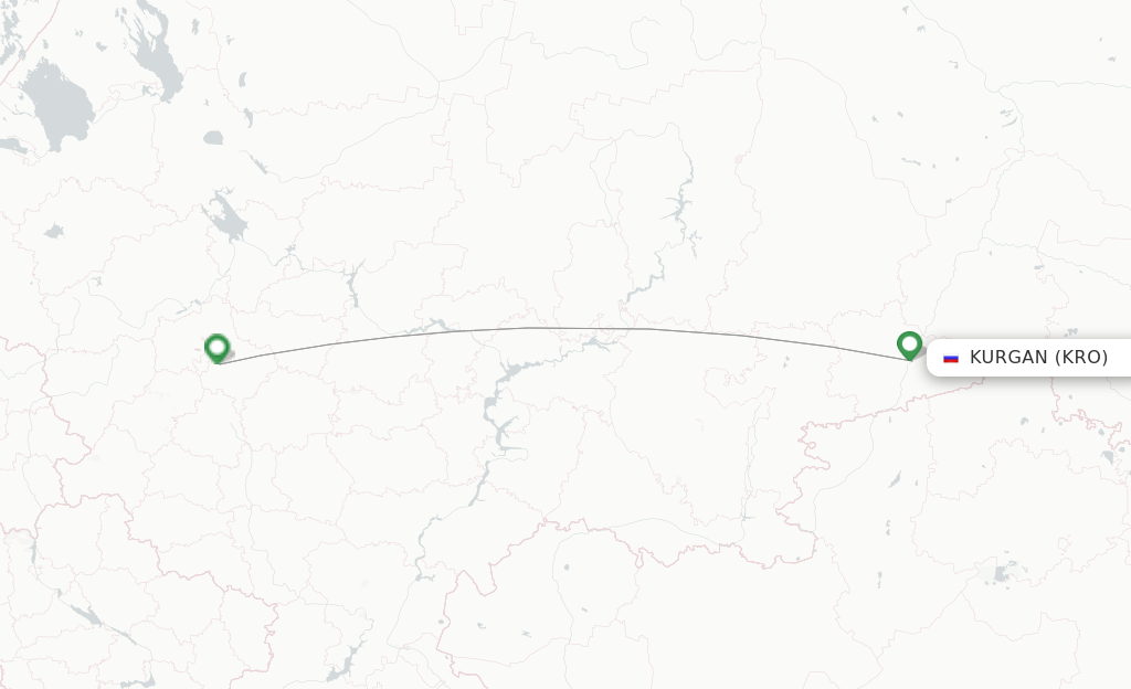 Route map with flights from Kurgan with NordStar