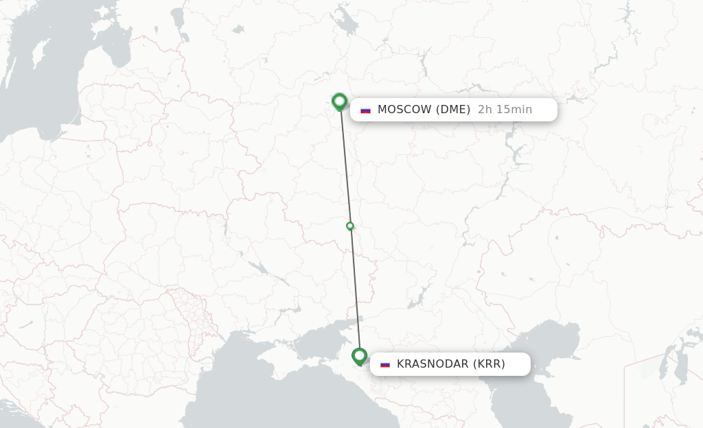 Flights from Krasnodar to Moscow route map