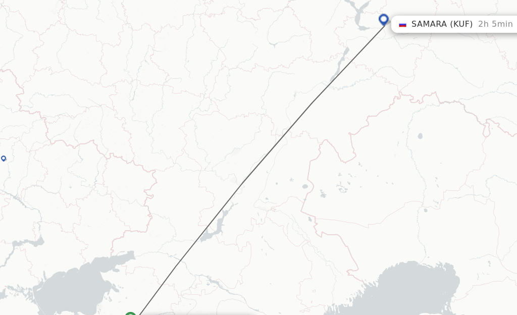 Flights from Krasnodar to Samara route map